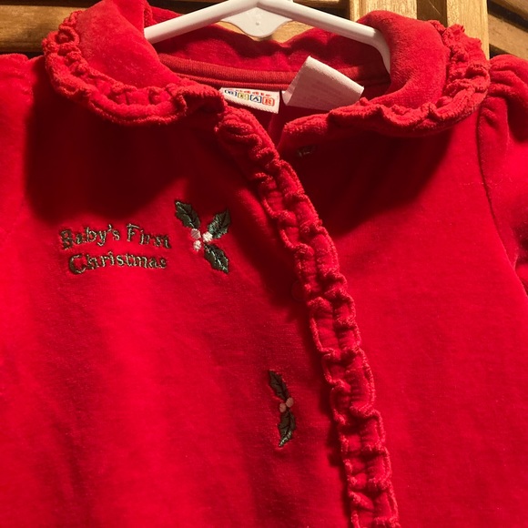 Cuddle Bear “Baby’s First Christmas” Red Velour Onesie - Picture 3 of 14